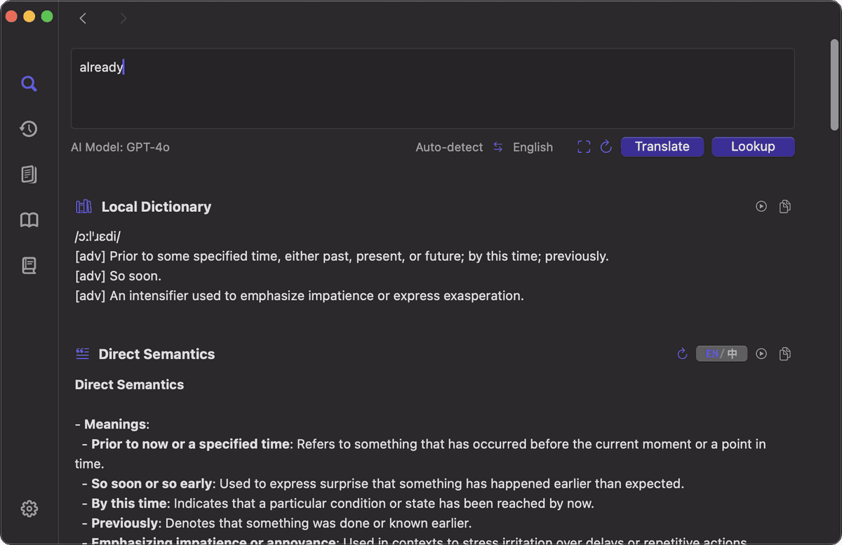 Dictionary Mac app full lookup window screenshot
